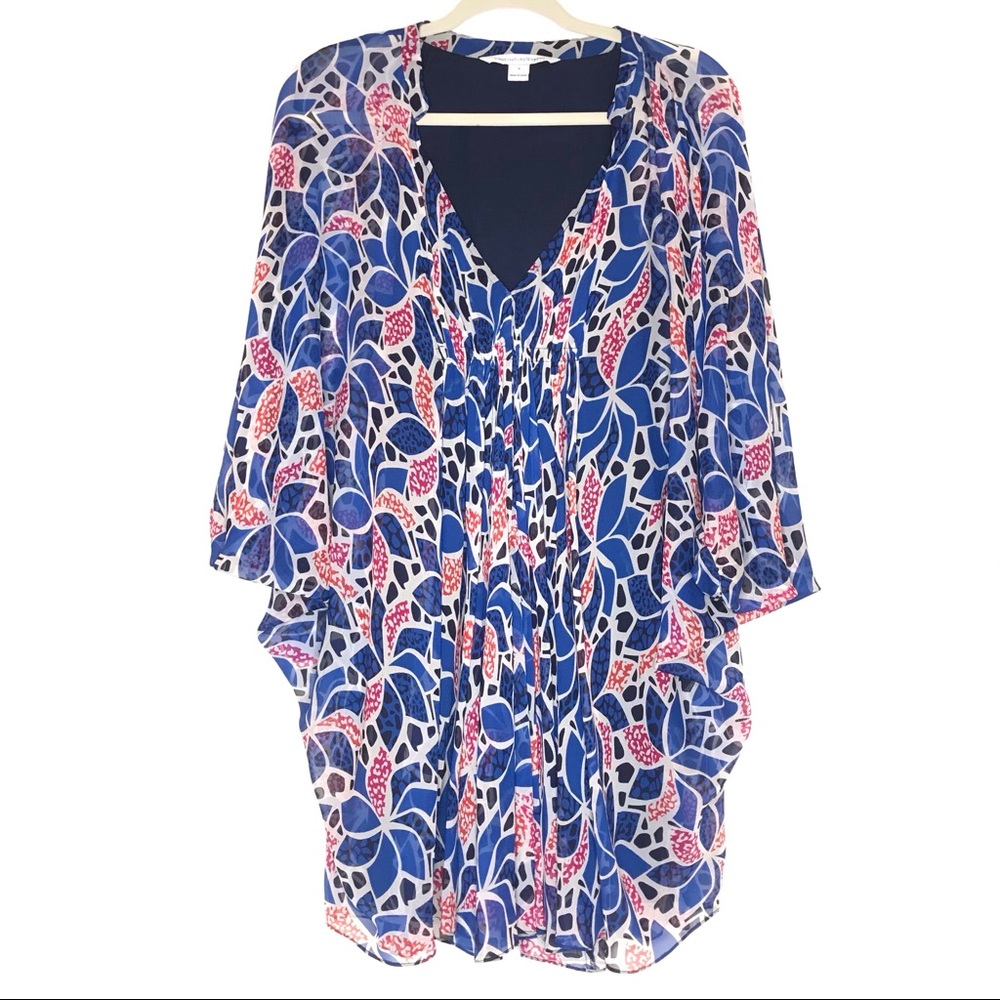 DVF Fleurette Silk Chiffon Patterned Kaftan